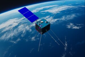 An artistic impression of the CSES-01 satellite (generated with AI support). Credits: CSES mission