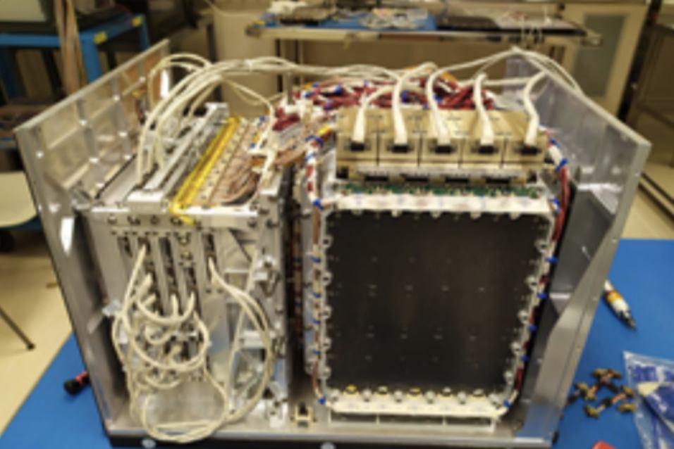 The assembled HEPD-02 Flight Model, with three external panels removed.